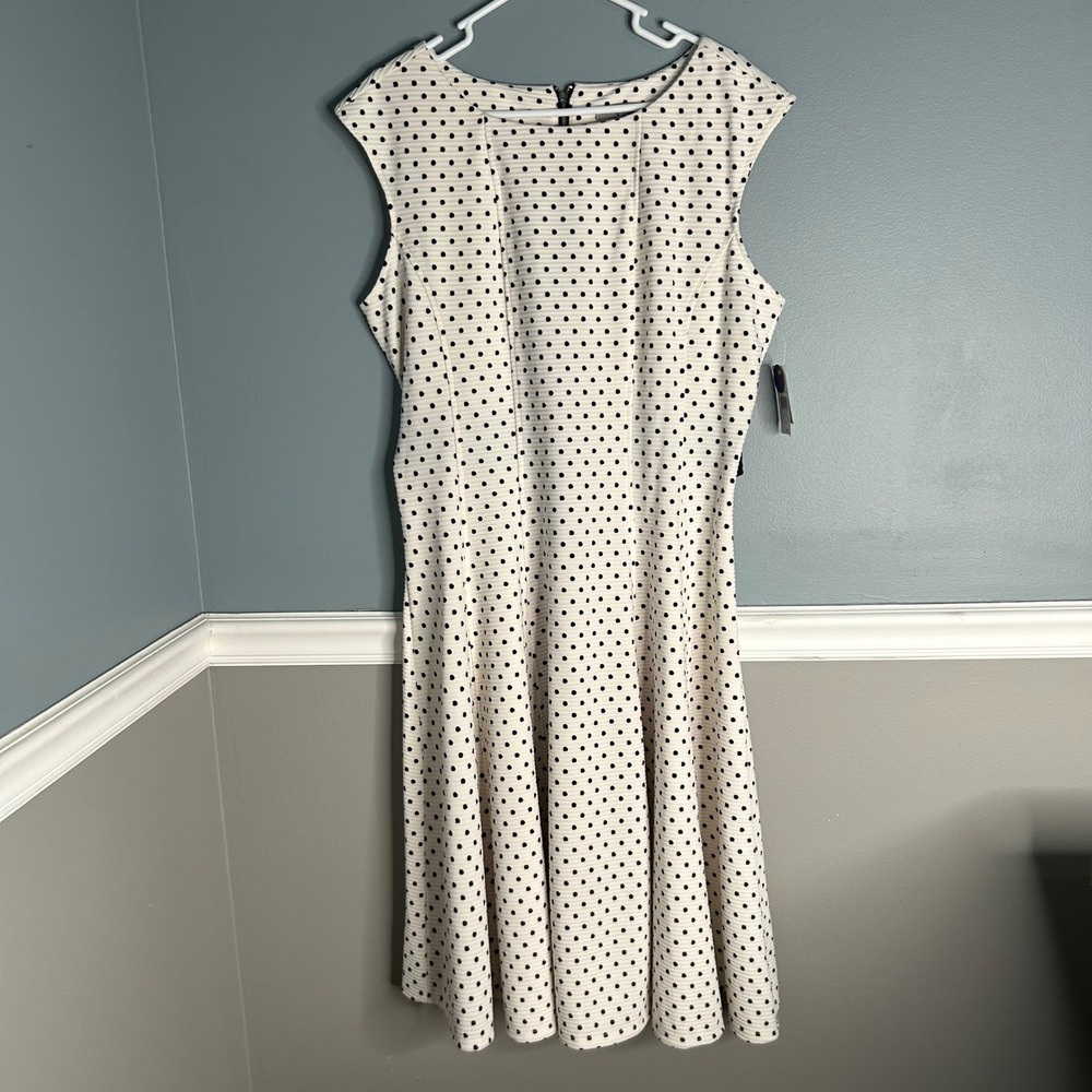 Danny‎ Nicole Polka Dot Fit Flare Dress pin up girl retro Midi Size 16